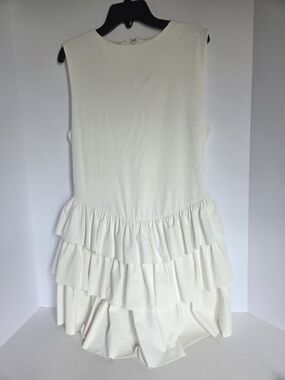 Ivory Ruffle Tiered Sleeveless Dress With Invisible Zipper